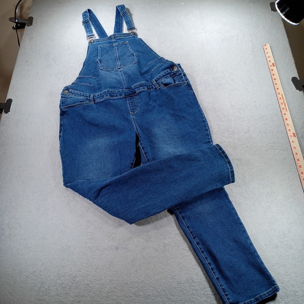 Savi Parker Womens Denim Bib Overalls Blue XL Stretch Adjustable Straps
